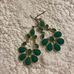 Teal drop earrings